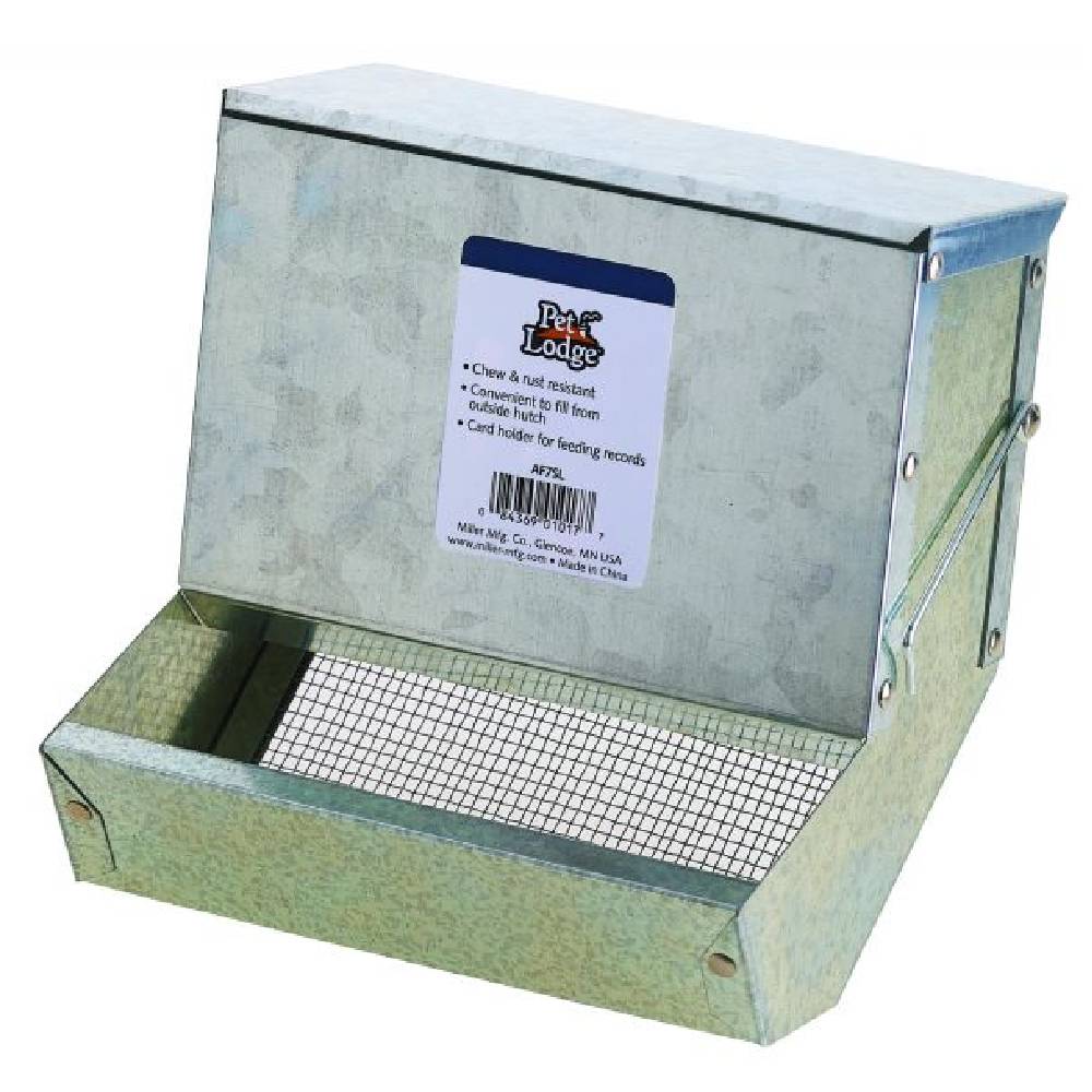 7" Metal Small Animal Feeder with Lid and Sifter Bottom