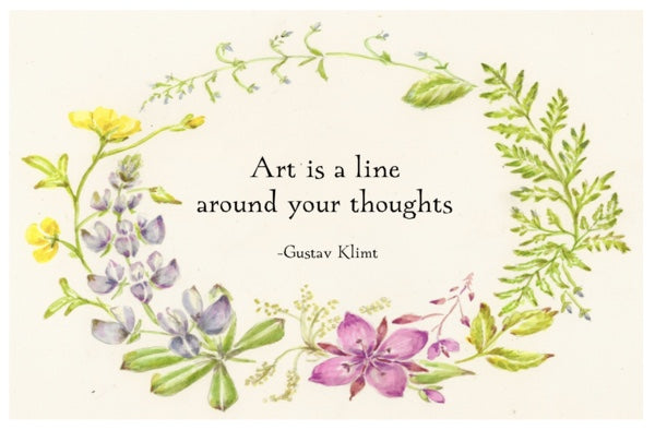 "Art is a line around your thoughts " STICKER