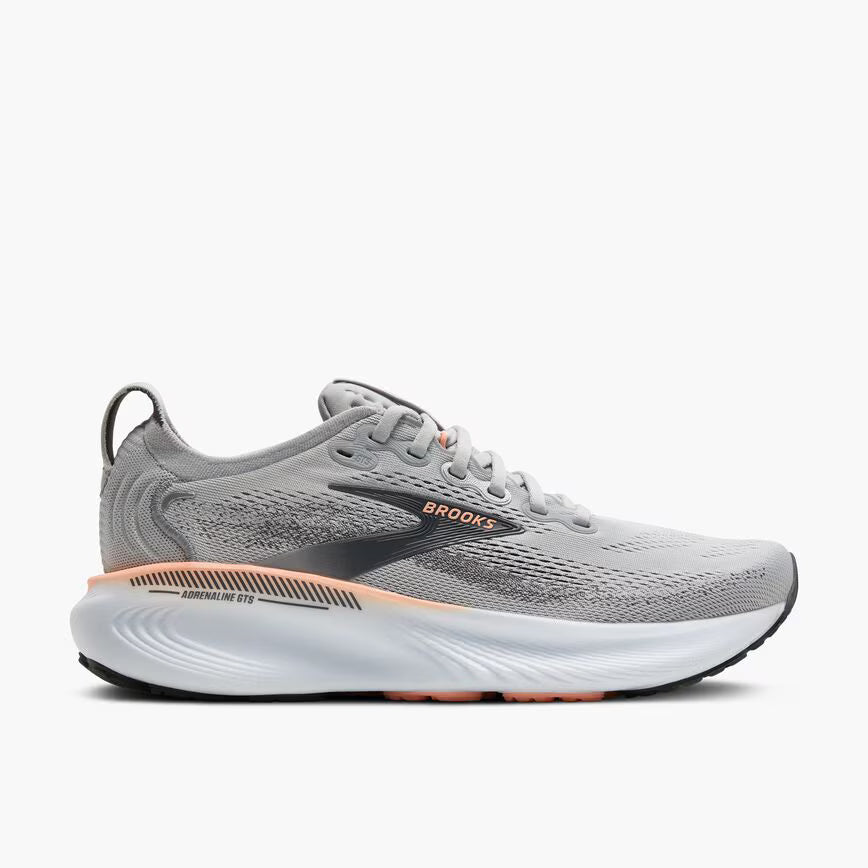 Brooks Women's Adrenaline GTS 25 - Grey/Blackened Pearl/Coral - Narrow (2A)