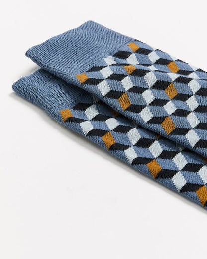 Socks with Square Geometric Pattern
