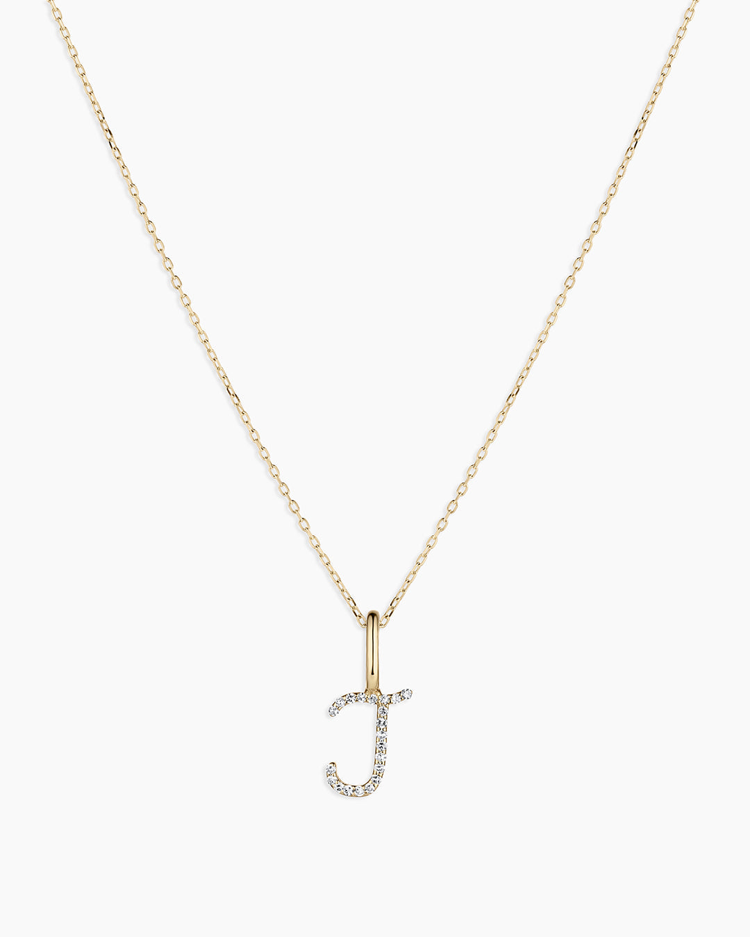 14K Diamond Script Alphabet Charm Necklace