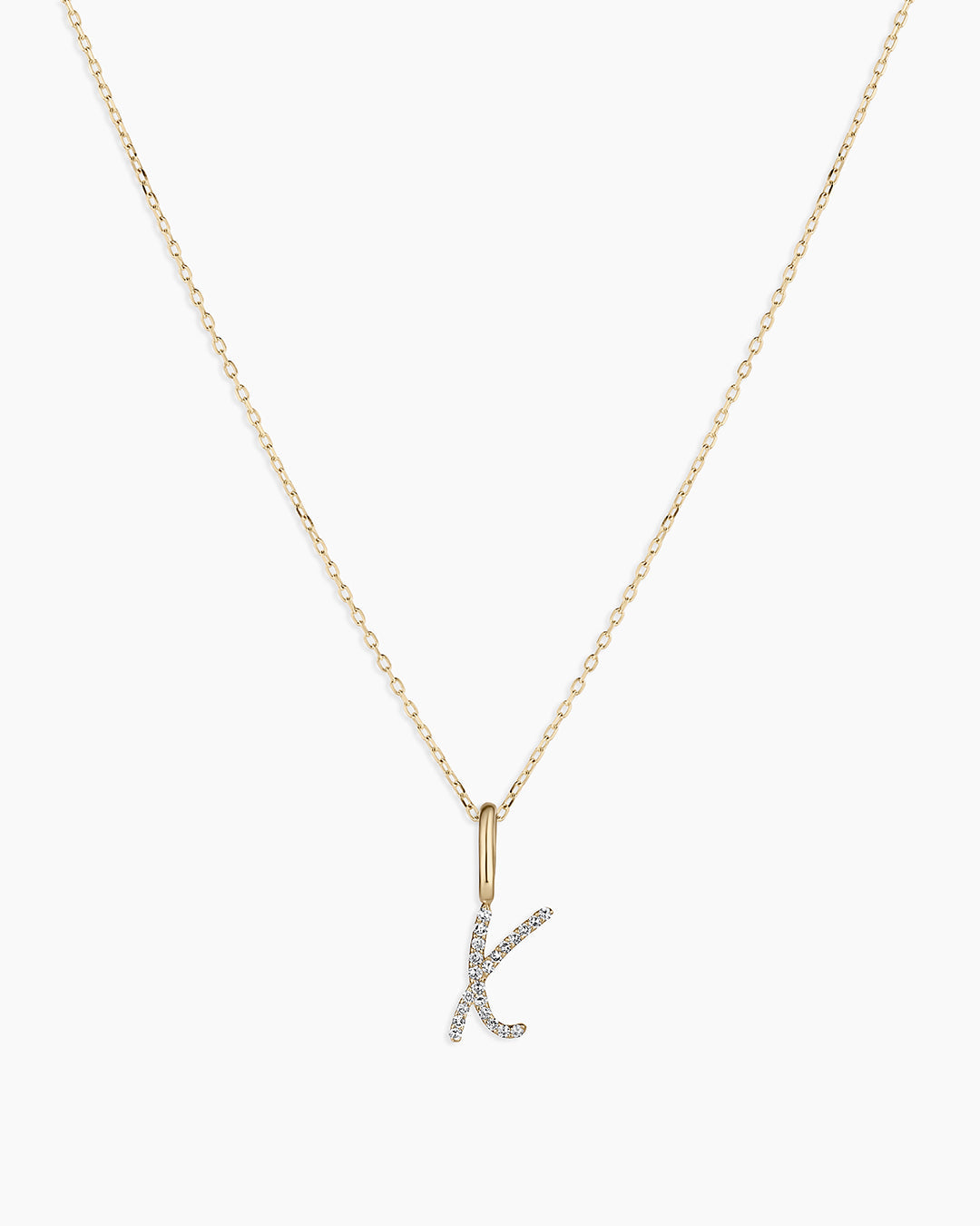 14K Diamond Script Alphabet Charm Necklace