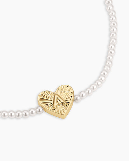 Pearl Vintage Heart Alphabet Bracelet