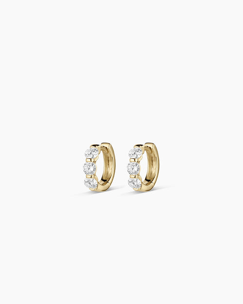 14K Lab Grown Diamond Halo Trio Huggies