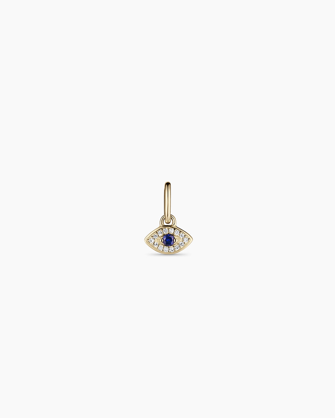 14K Diamond and Blue Sapphire Evil Eye Charm
