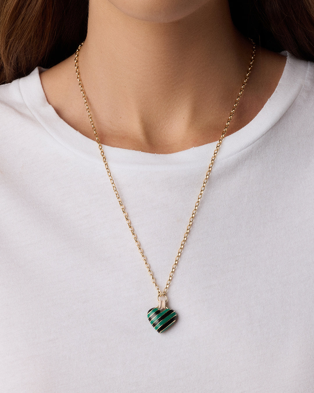 Campbell Enamel Heart Pendant Necklace