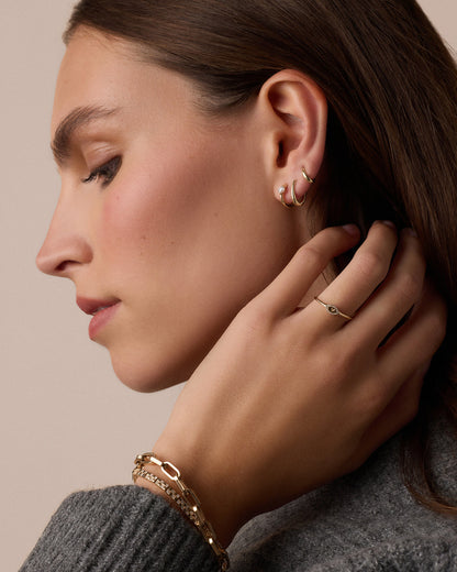 14K Lab Grown Diamond Solitaire Single Huggie