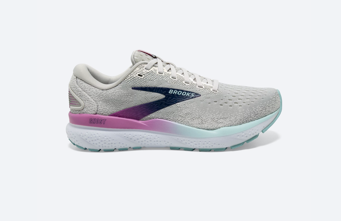 Brooks Womens Ghost 16 - White/Grey/Estate Blue (1204071B175)