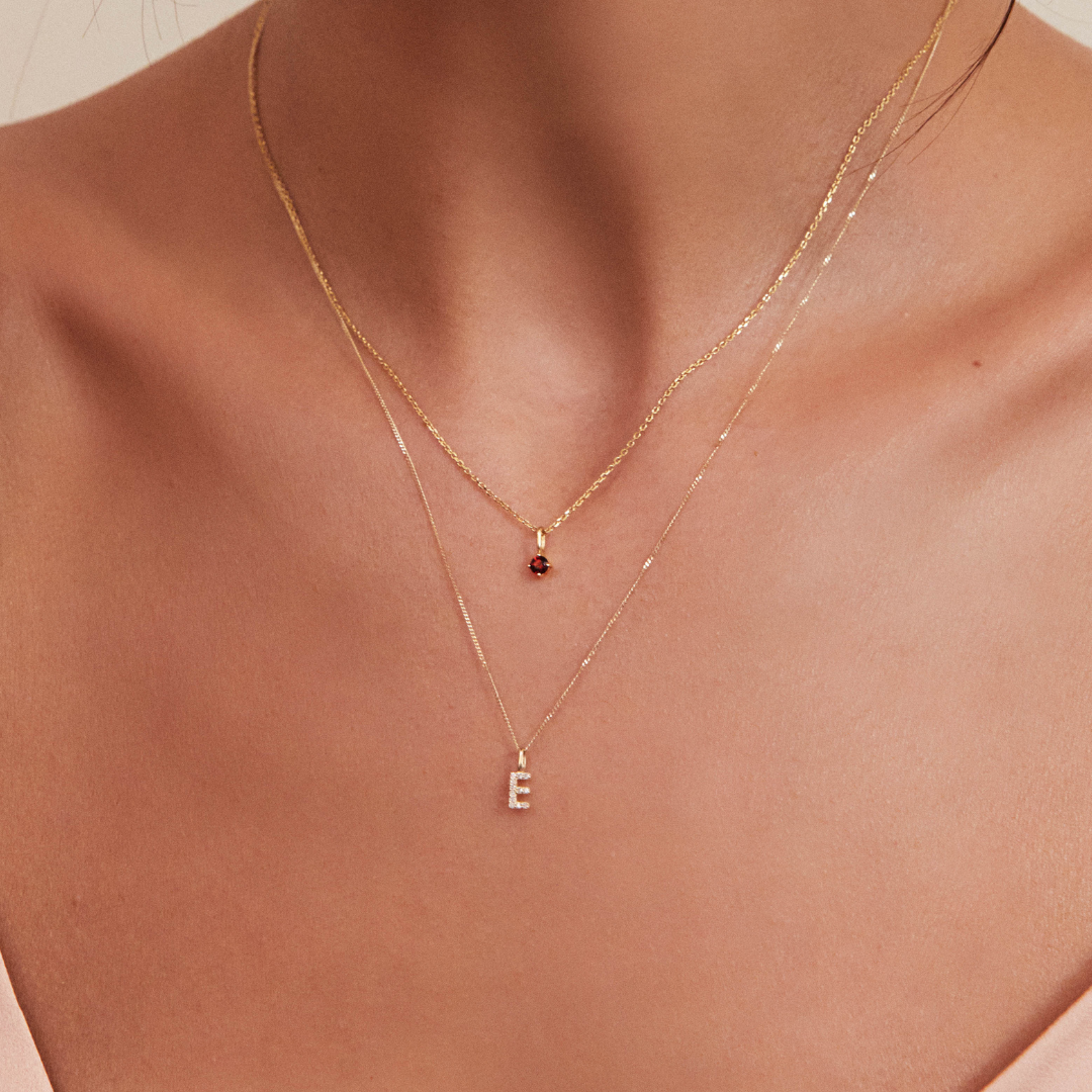 Gold Small Birthstone Pendant Necklace
