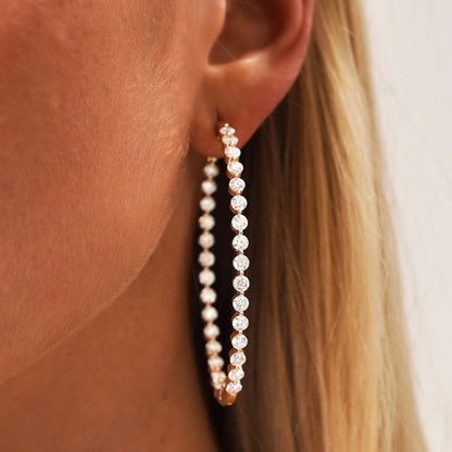 Midi Charlie Cloud® Double Sided Eternity Diamond Hoop Earrings 6.89 ctw