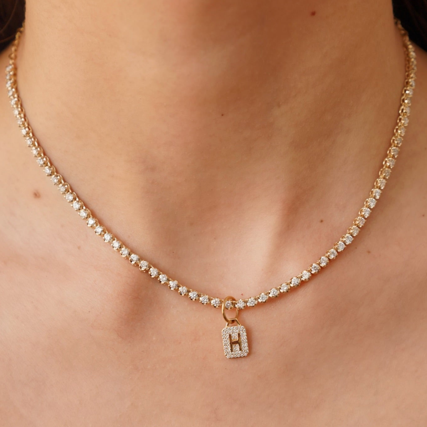 Mini Pave Diamond Initial Charm