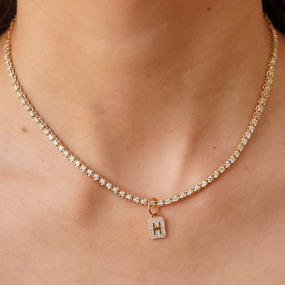 Mini Pave Diamond Initial Charm