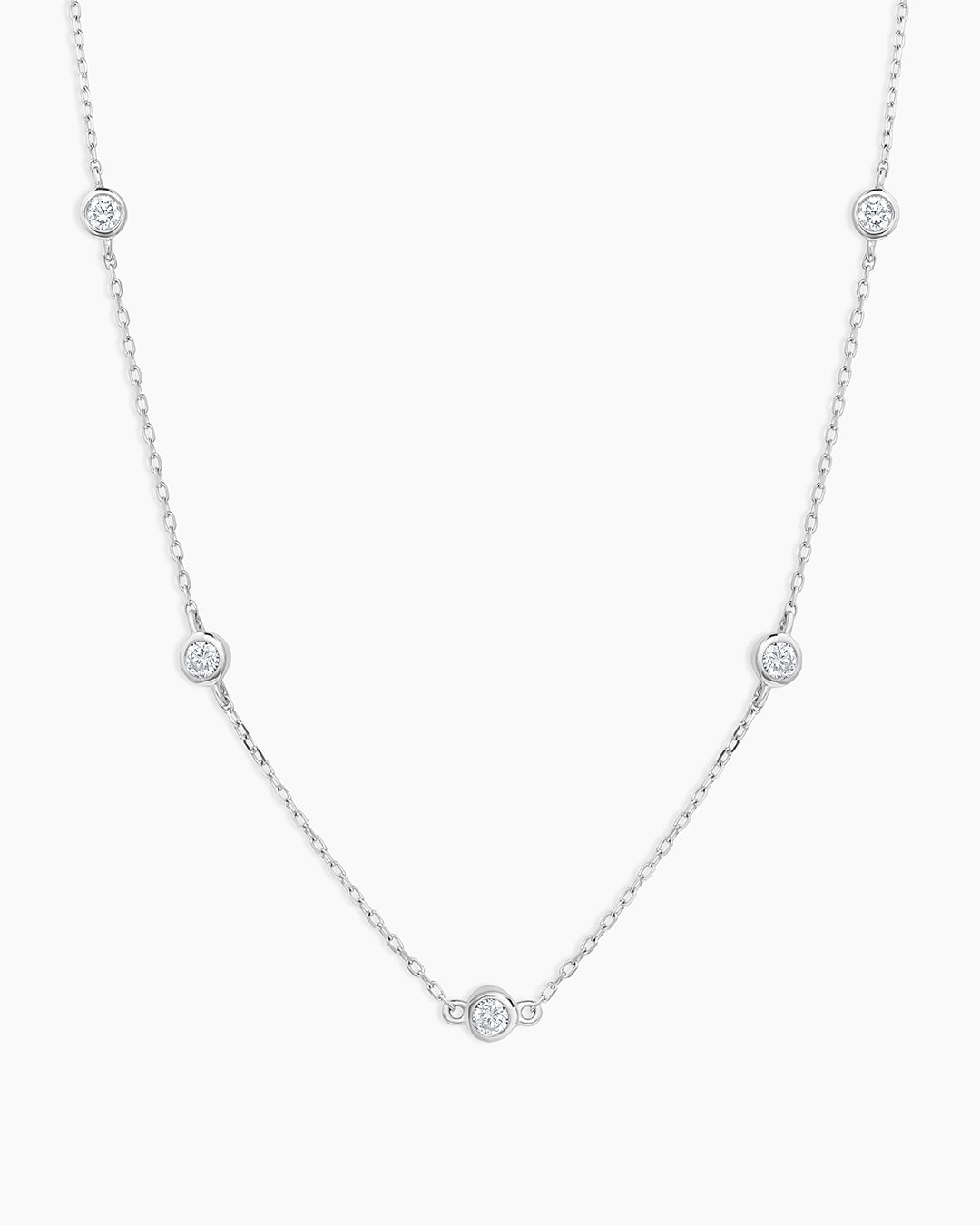 14K Classic Five Diamond Necklace
