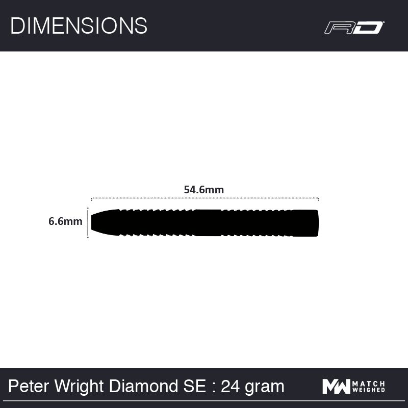 RED DRAGON - Peter Wright Snakebite WC Diamond Fusion Darts - 90% Tungsten - 24g