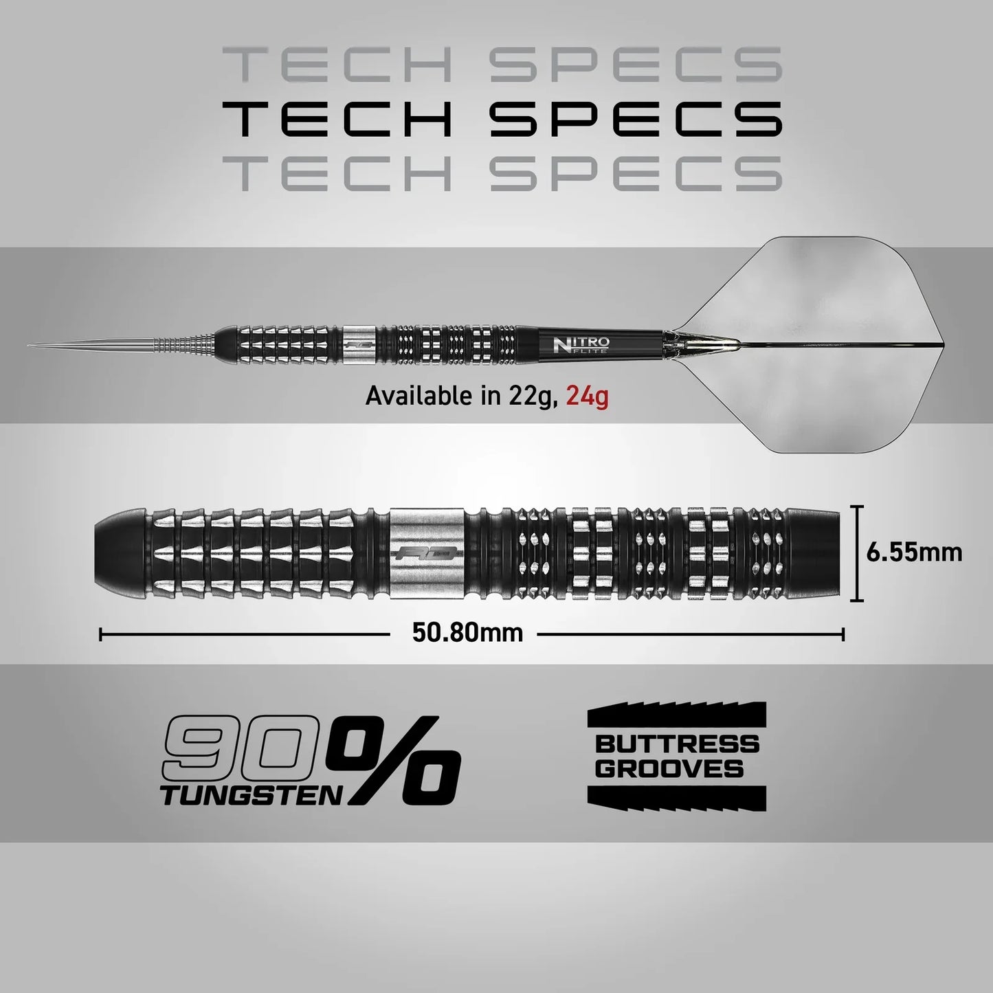 RED DRAGON - 24g RECON PARALLEL Darts - 90% Tungsten