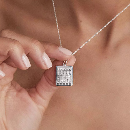 Silver Special Date Calendar Necklace