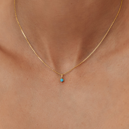 Gold Small Birthstone Pendant Necklace